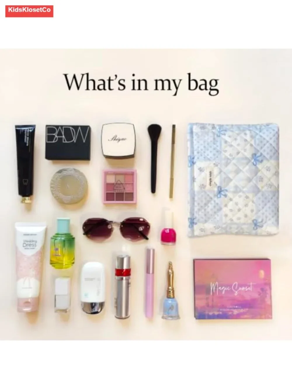 Quilted Canvas Cosmetic Bag Travel Makeup Pouch Zip Organizer